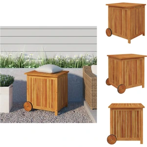 vidaXL Gartentruhe mit Rollen 60x50x58 cm Massivholz Akazie - Gartenbo... günstig