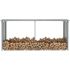 The Living Store Brennholzlager aus verzinktem Stahl 330 x 92 x 153 cm Grau günstig