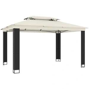 vidaXL Pavillon mit Doppeldach Creme 3,94x2,96 m Stahl günstig