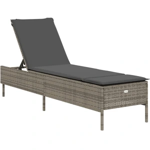 vidaXL Sonnenliege mit Auflage Grau Poly Rattan günstig