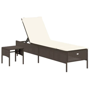vidaXL Sonnenliege mit Tisch und Auflage Braun Poly Rattan günstig