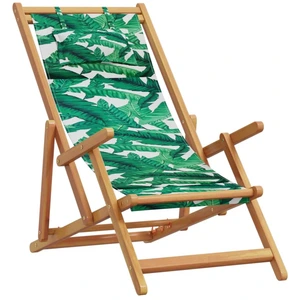vidaXL Klappstuhl mit Blattmuster, Massivholz Eukalyptus und Stoff günstig