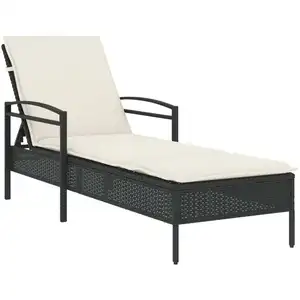 vidaXL Sonnenliege mit Auflage Schwarz 63x200x81 cm Poly Rattan günstig