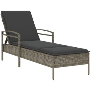 vidaXL Sonnenliege mit Auflage Grau 63x200x81 cm Poly Rattan günstig
