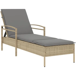 vidaXL Sonnenliege mit Auflage Beige 63x200x81 cm Poly Rattan günstig