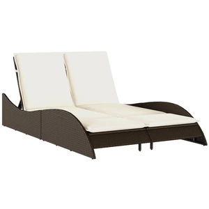 vidaXL Sonnenliege mit Auflagen Braun 114x205x73 cm Poly Rattan günstig