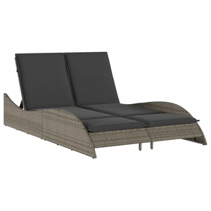 vidaXL Sonnenliege mit Auflagen Grau 114x205x73 cm Poly Rattan günstig