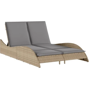 vidaXL Sonnenliege mit Auflagen Beige 114x205x73 cm Poly Rattan günstig