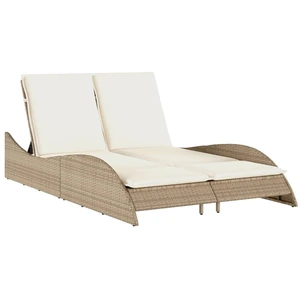 vidaXL Sonnenliege mit Auflagen Beige 114x205x73 cm Poly Rattan günstig