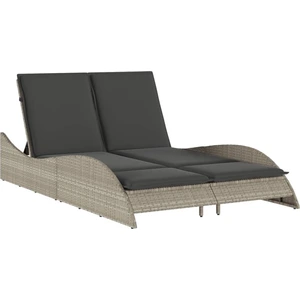 vidaXL Sonnenliege mit Auflagen Hellgrau 114x205x73 cm Poly Rattan günstig