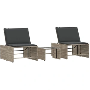 vidaXL Sonnenliegen 2 Stk. mit Tisch Hellgrau Poly Rattan günstig