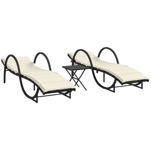 VIDAXL Sonnenliegen 2 Stk. mit Tisch Schwarz Poly Rattan günstig