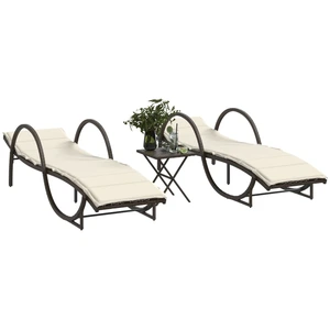 VIDAXL 2 Sonnenliegen mit Tisch Braun Poly Rattan günstig