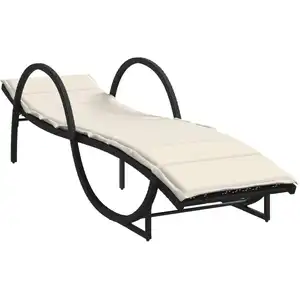 vidaXL Sonnenliege mit Auflage Schwarz 60x199x42 cm Poly Rattan günstig