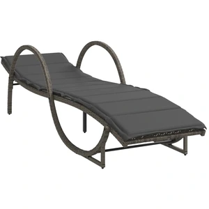 vidaXL Sonnenliege mit Auflage Grau 60x199x42 cm Poly Rattan günstig