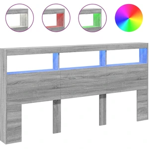 VIDAXL LED-Kopfteil mit Ablagen Grau Sonoma 200x17x102 cm günstig