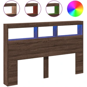 VIDAXL LED-Kopfteil mit Ablage Braun Eichen-Optik 160x17x102 cm günstig