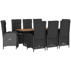 vidaXL 9-tlg. Garten-Essgruppe mit Kissen Schwarz Poly Rattan günstig