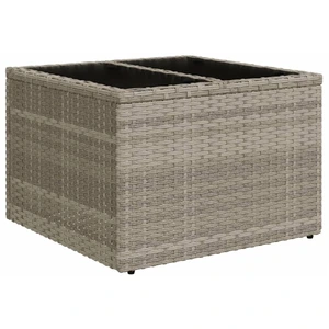 vidaXL Gartentisch mit Glasplatte Hellgrau 55x55x37 cm Poly Rattan günstig