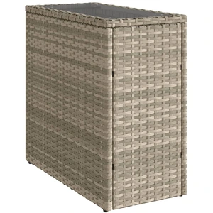 vidaXL Garten-Beistelltisch mit Glasplatte 58x27,5x55 cm Poly Rattan günstig