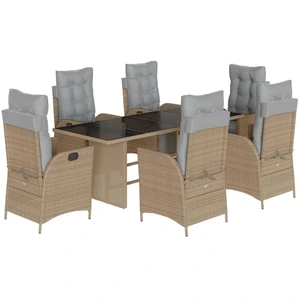 vidaXL 7-tlg. Garten-Essgruppe mit Kissen Beigemischung Poly Rattan günstig