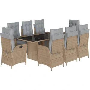 vidaXL 9-tlg. Garten-Essgruppe mit Kissen Beigemischung Poly Rattan günstig