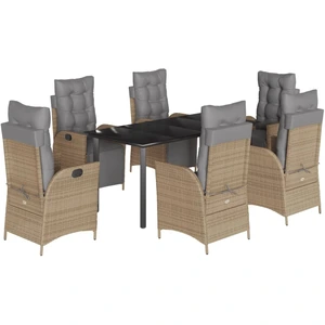 vidaXL 7-tlg. Garten-Essgruppe mit Kissen Beigemischung Poly Rattan günstig