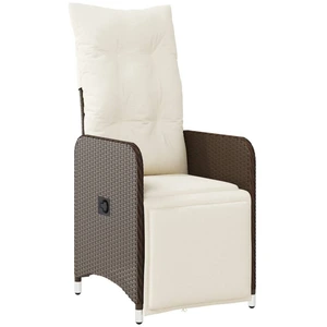 vidaXL Gartensessel Verstellbar mit Kissen Braun Poly Rattan günstig