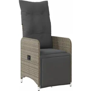 vidaXL Gartensessel Verstellbar mit Kissen Grau Poly Rattan günstig