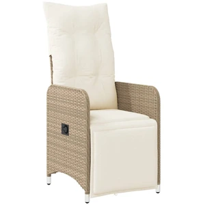 vidaXL Gartensessel mit Kissen Verstellbar Beige Poly Rattan günstig