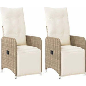 vidaXL Gartensessel mit Kissen 2 Stk. Verstellbar Beige Poly Rattan günstig