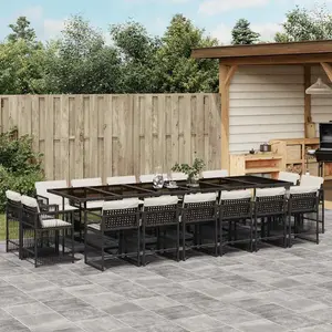 VIDAXL 17-tlg. Garten-Essgruppe mit Kissen Schwarz Poly Rattan günstig