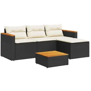 vidaXL 3-tlg. Garten-Sofagarnitur mit Kissen Schwarz Poly Rattan günstig