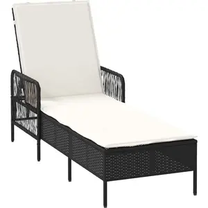 vidaXL Sonnenliege Poly-Rattan Schwarz und Cremeweiß günstig