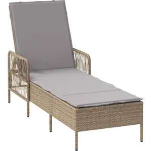 vidaXL Sonnenliege Poly-Rattan Beige und Hellgrau günstig