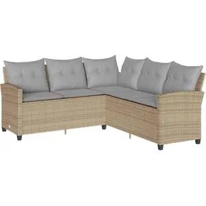 vidaXL L-förmiges Couchsofa mit Kissen Beige Polyrattan günstig