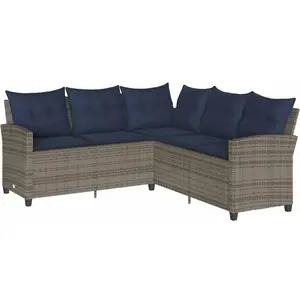 vidaXL L-förmiges Couchsofa mit Kissen Graues Polyrattan günstig