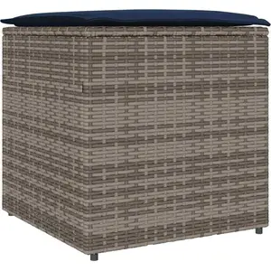 vidaXL Kissenbox mit Speicher Grau 50 x 50 x 50 cm Poly-Rattan günstig