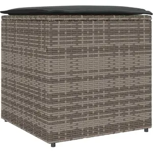 vidaXL Kissenbox mit Speicher Grau 50 x 50 x 50 cm Poly-Rattan günstig