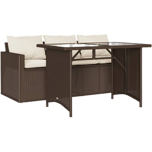 vidaXL 2-tlg. Garten-Essgruppe mit Kissen Braun Poly Rattan günstig