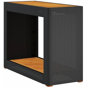 vidaXL Garten-Beistelltisch mit Holzplatte Schwarz Poly Rattan günstig