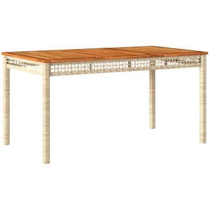 vidaXL Gartentisch Beige 140x80x75 cm Poly Rattan Akazienholz günstig