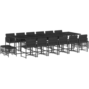 vidaXL 17-tlg. Garten-Essgruppe mit Kissen Schwarz Poly Rattan günstig