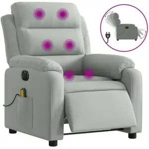 vidaXL Massagesessel Elektrisch Hellgrau Samt günstig