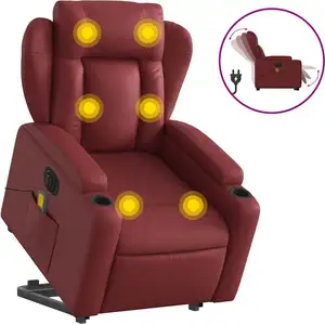 vidaXL Massagesessel mit Aufstehhilfe Elektrisch Weinrot Kunstleder günstig