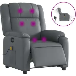 vidaXL Massagesessel Elektrisch Grau Kunstleder günstig