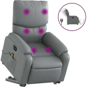 vidaXL Massagesessel mit Aufstehhilfe Elektrisch Grau Kunstleder günstig