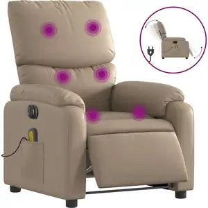 vidaXL Massagesessel Elektrisch Cappuccino-Braun Kunstleder günstig
