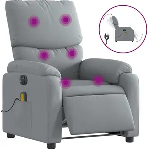vidaXL Massagesessel Elektrisch Hellgrau Stoff günstig