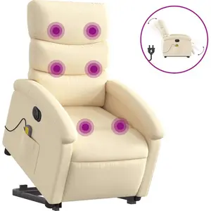 vidaXL Elektrischer Massagesessel mit Aufstehhilfe Creme Stoff günstig